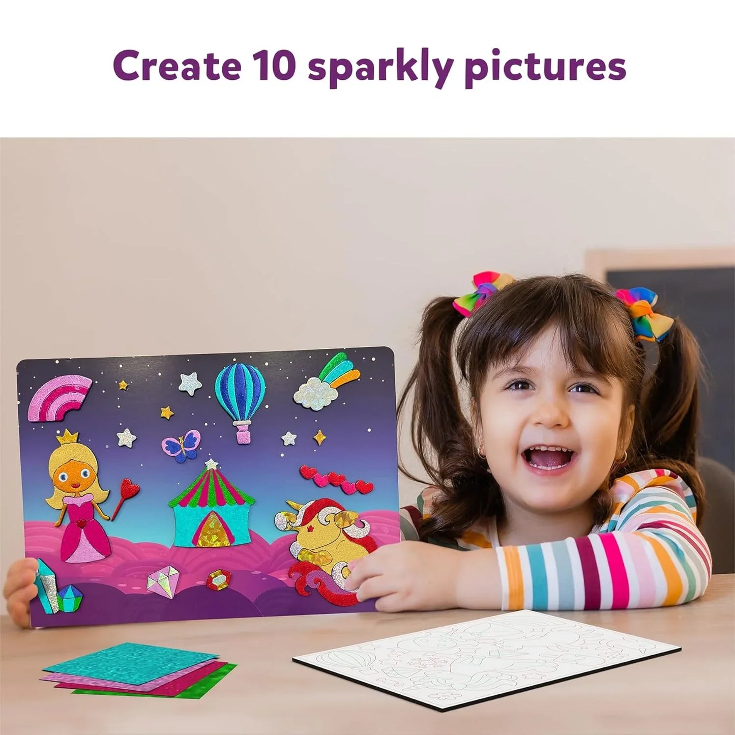 Skillmatics Art & Craft Activity - Foil Fun Unicorns & Princesses, No Mess Art for Kids, Craft Kits & Supplies, DIY Creative Activity, Gifts for Girls & Boys Ages 4, 5, 6, 7, 8, 9, Travel Toys - Jaiman Toys