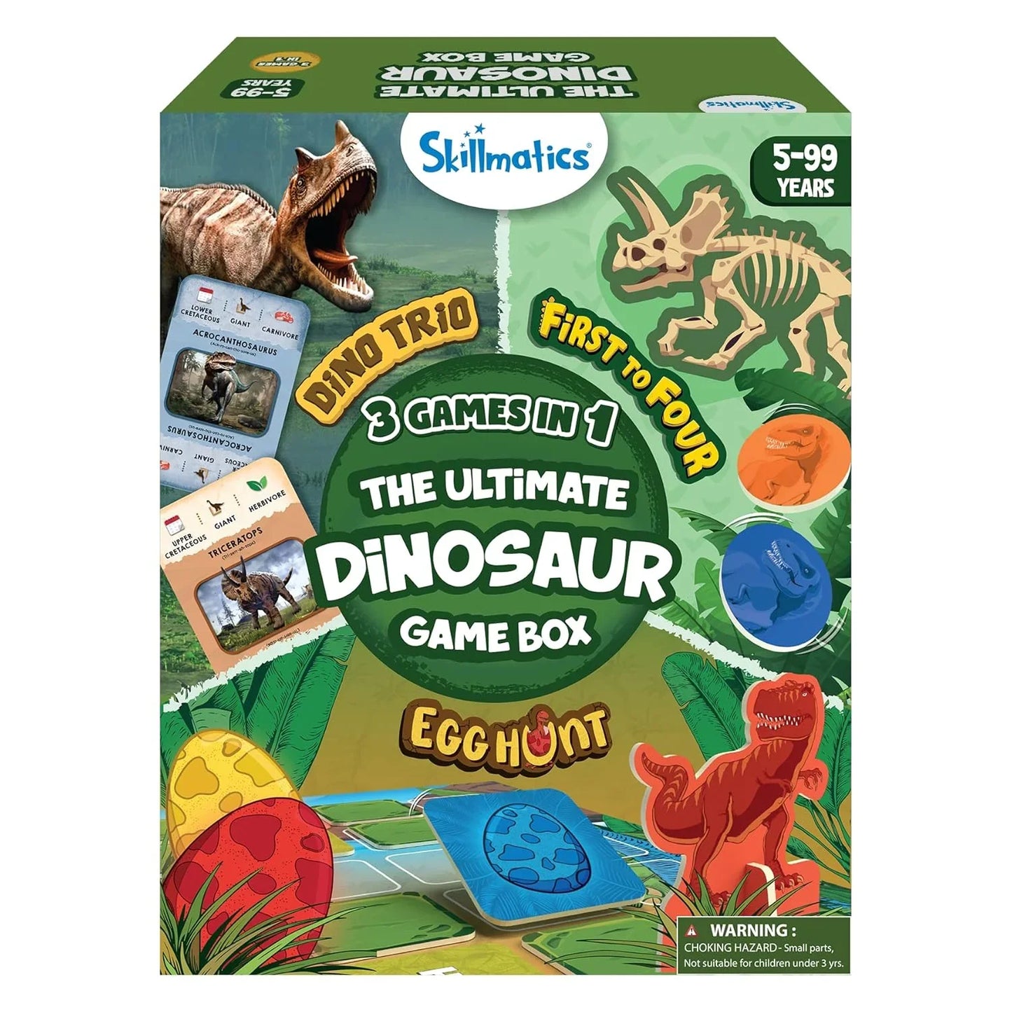 Skillmatics Ultimate Dinosaur Game Box - 3 Family Friendly Games in 1, Perfect for Kids Ages 5 and Up, Great Gift - Jaiman Toys