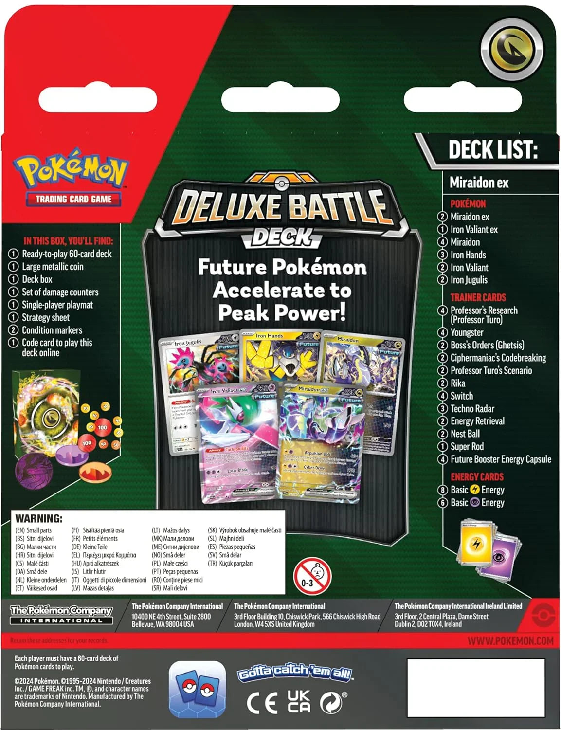 Original Pokémon TCG Miraidon EX Deluxe Battle Deck | 60-Card Ready-to-Play Deck for Kids & Collectors