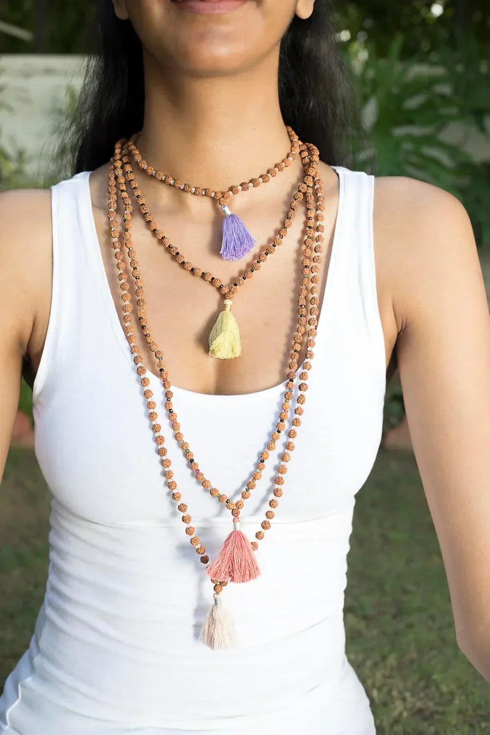 Maha Mala Citrine & Rudraksha 108 Beads Manifestation Mala – 6mm Rudraksha + 3.5mm Citrine | Handmade in India