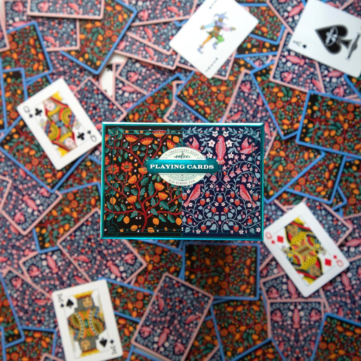 EeBoo Birds & Flowers Playing Cards – 2 Gilded Decks in Gift Box