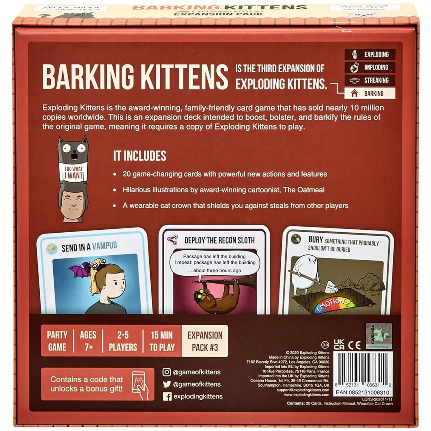 Barking Kittens : Exploding Kittens Expansion Board Game - Jaiman Toys