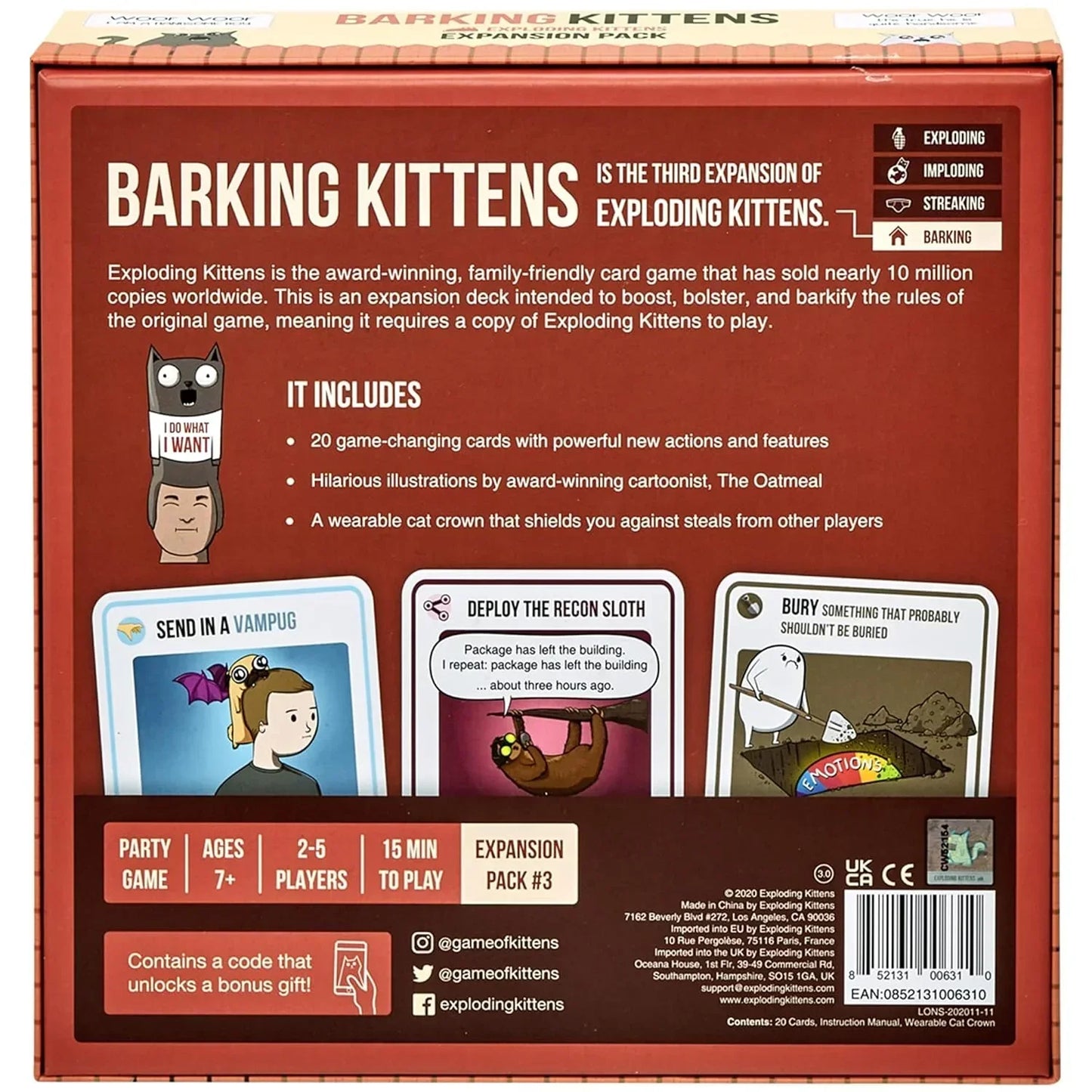 Barking Kittens : Exploding Kittens Expansion Board Game - Jaiman Toys