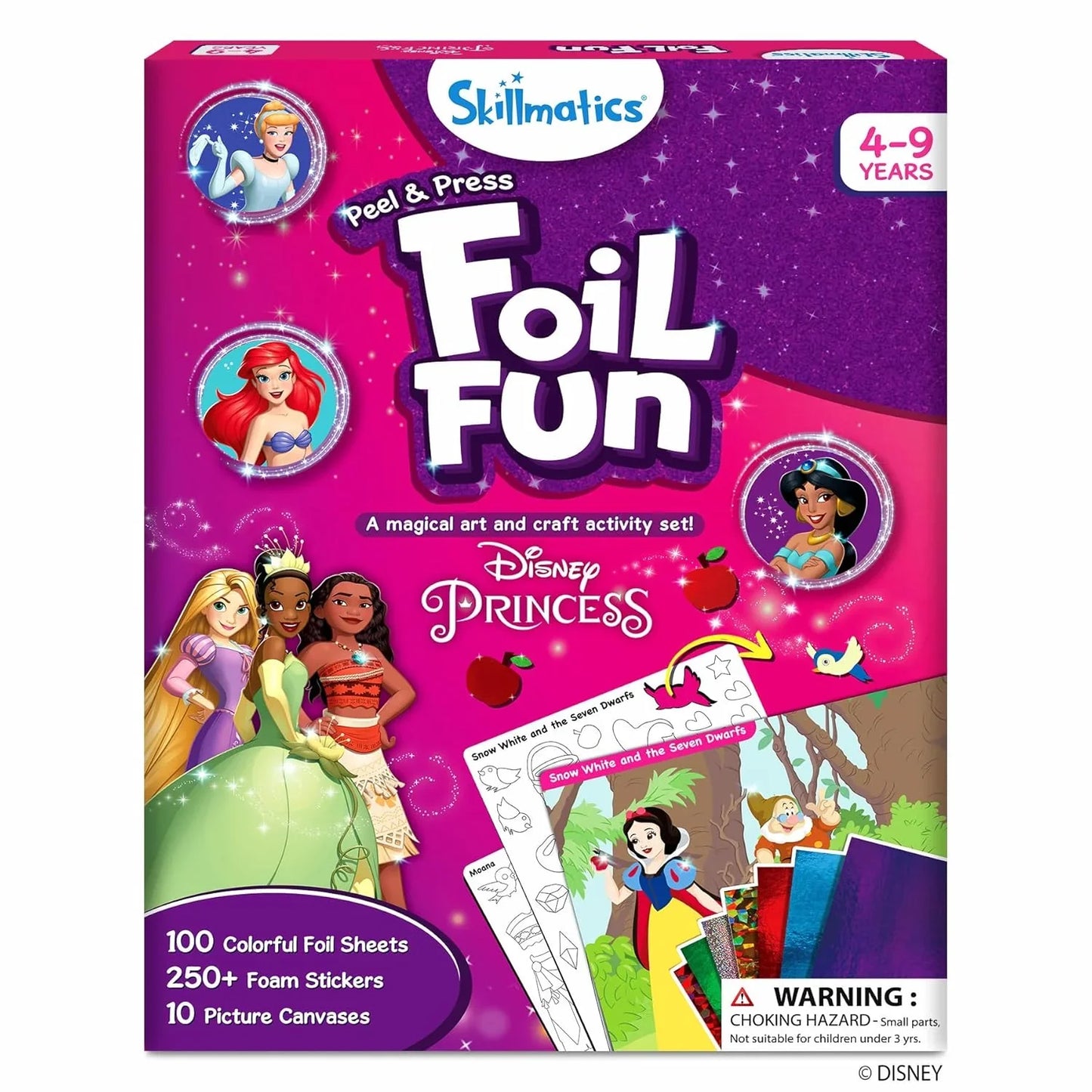 Skillmatics Paper Art & Craft Activity - Foil Fun Disney Princess, No Mess Art for Kids, Craft Kits & Supplies, DIY Creative Activity, Gifts for Girls & Boys Ages 4, 5, 6, 7, 8, 9, Multicolor - Jaiman Toys
