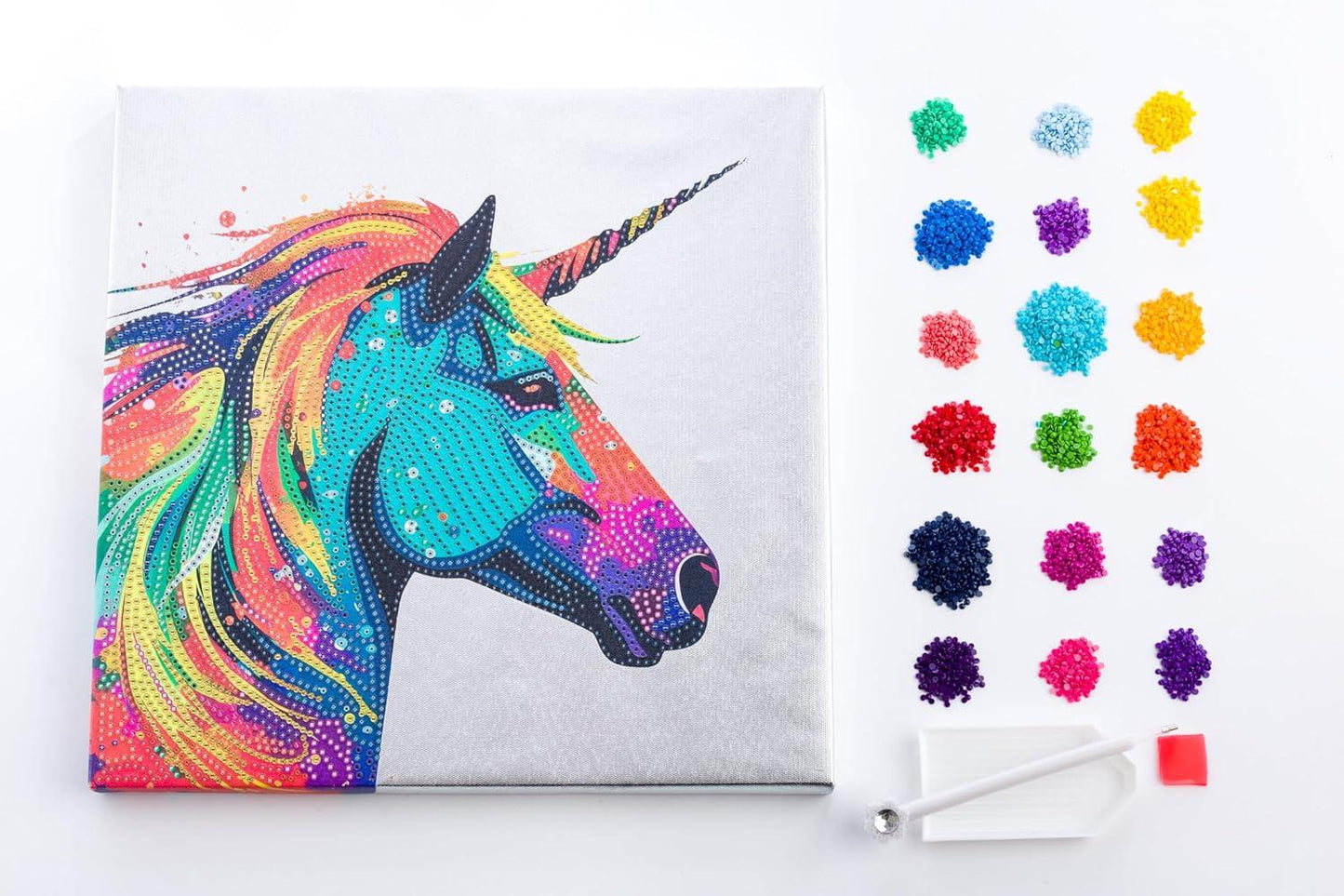 Curious Universe Crystal Creations – Metallic Foil Canvas Unicorn | Diamond Art Kit for Adults & Teens