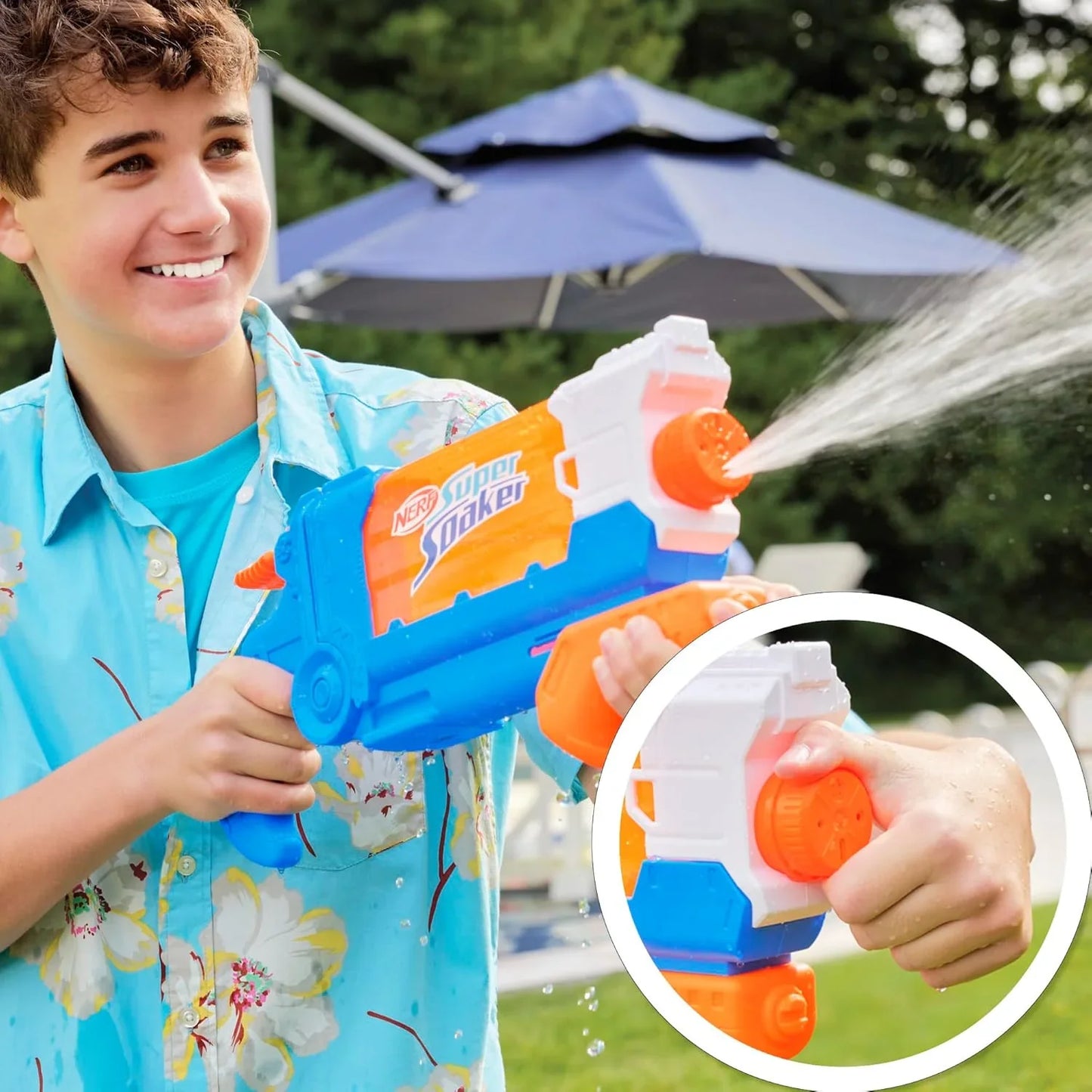 Nerf Super Soaker Flip Fill Water Blaster - 4 Spray Styles - Fast Fill - Large 890ml Water Tank - Pichkari for Outdoor Water Games, Branded Toy Pichkari for... - Jaiman Toys
