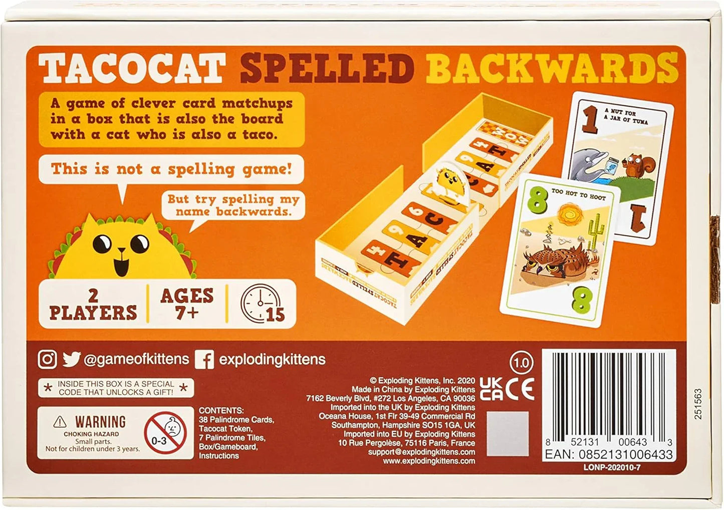 Tacocat Spelled Backwards Board Game - Jaiman Toys