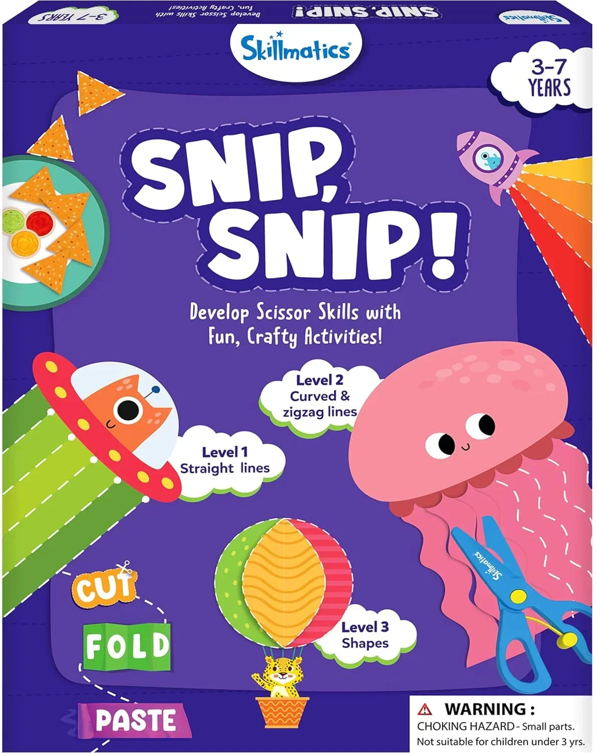 Skillmatics Art & Craft Activity Kit - Snip, Snip, Practice Scissor Skills, Craft Kits & Supplies, 25 DIY Activities, Gifts for Toddlers, Girls & Boys Ages 3, 4, 5, 6, 7, Travel Toys,Multicolor, Paper - Jaiman Toys