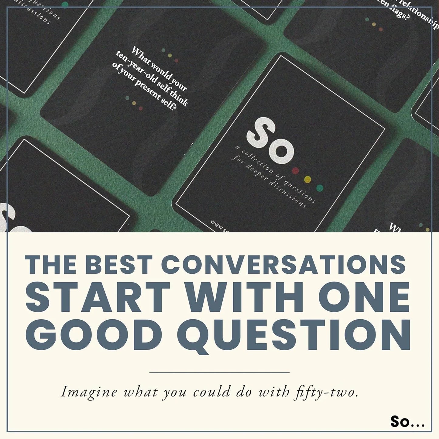 So Cards: A Collection of Questions for Deeper Discussions Board Game - Jaiman Toys