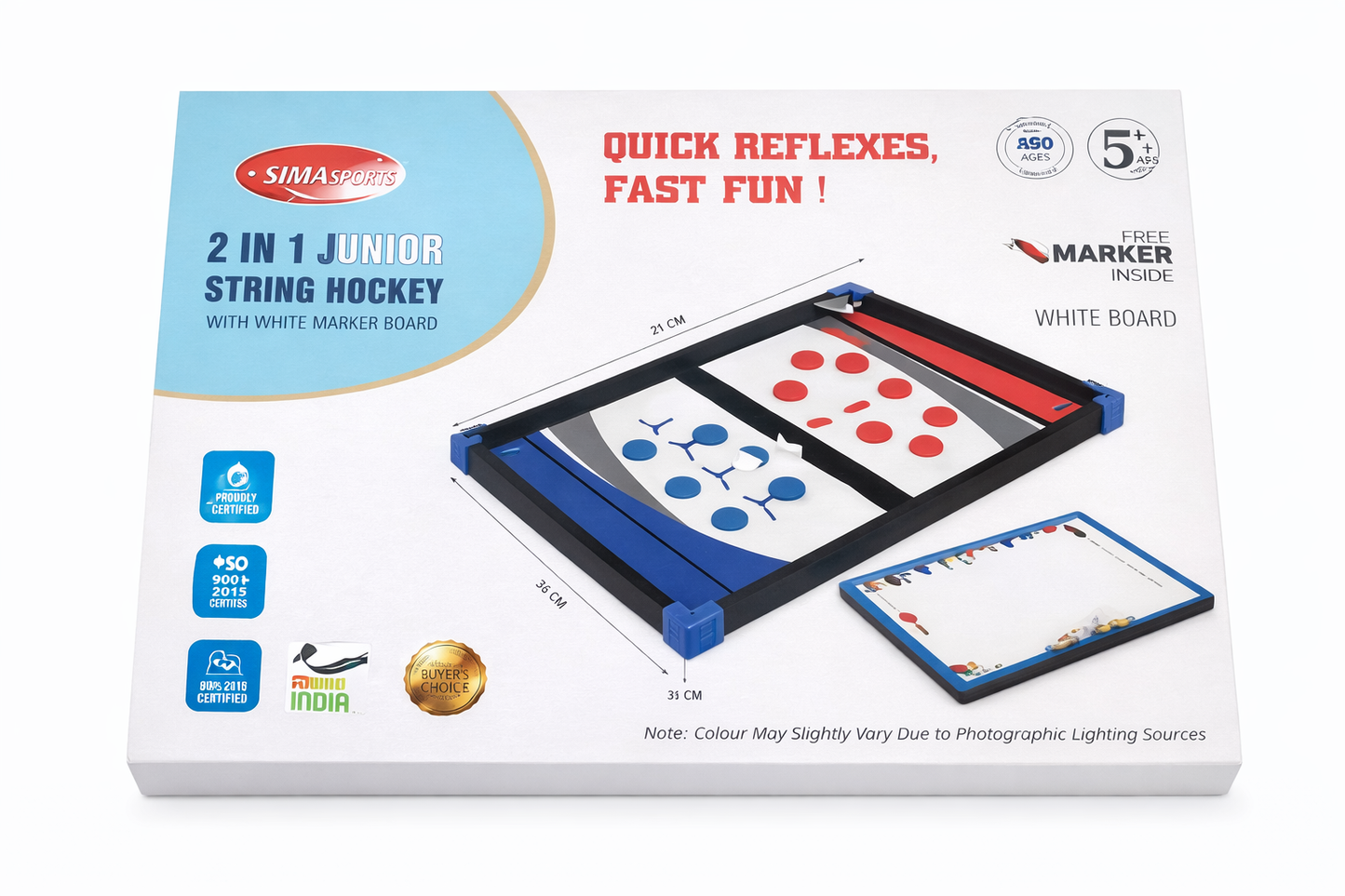 SIMARR 2-in-1 Junior String Hockey Game with White Marker Board β Fast Sling Puck Tabletop Board Game for Kids & Family