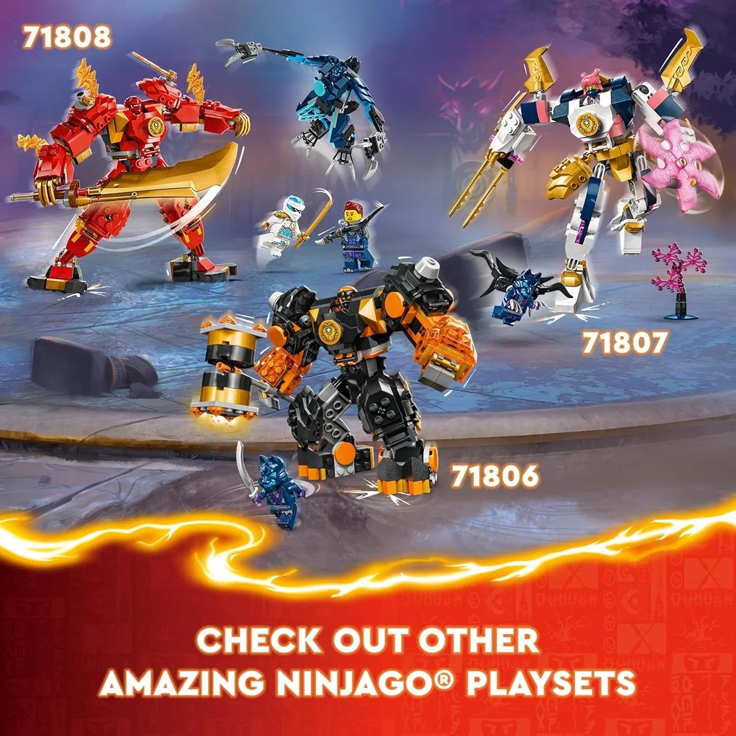 LEGO 71807 NINJAGO Soras Elemental Tech Mech Toy (209 Pieces)