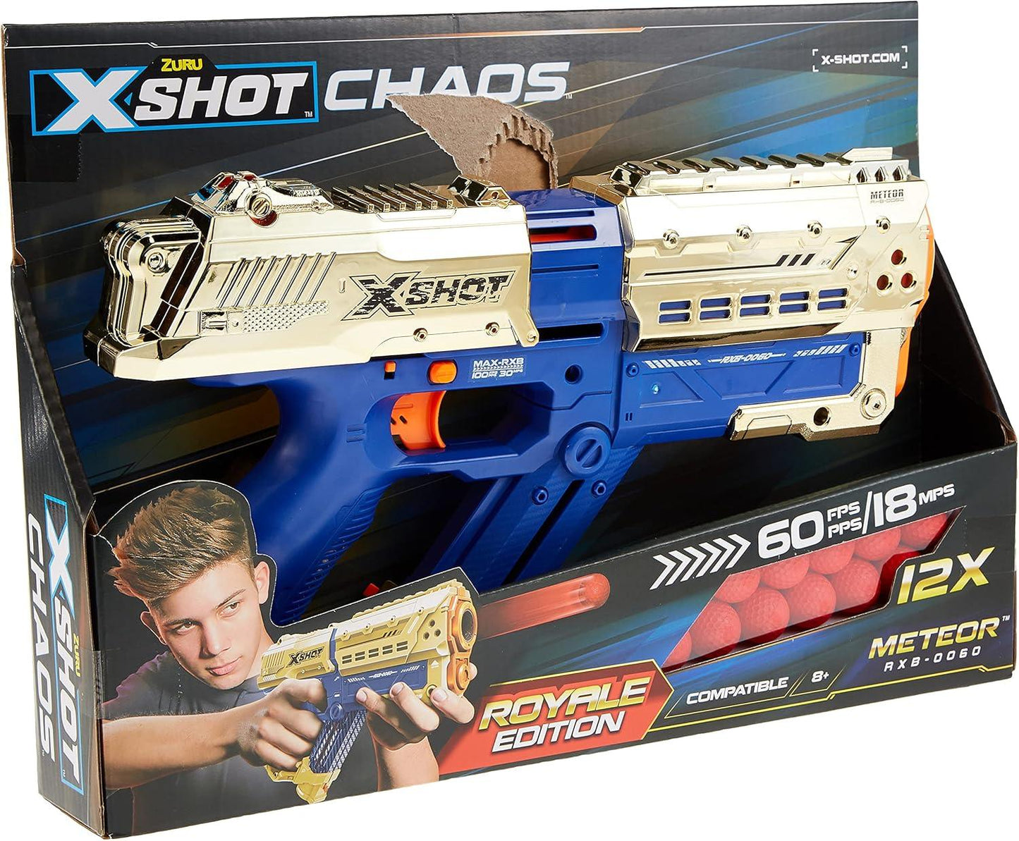 X-Shot Chaos Golden Meteor Foam Blaster – High-Power Dart Shooter for Kids & Teens
