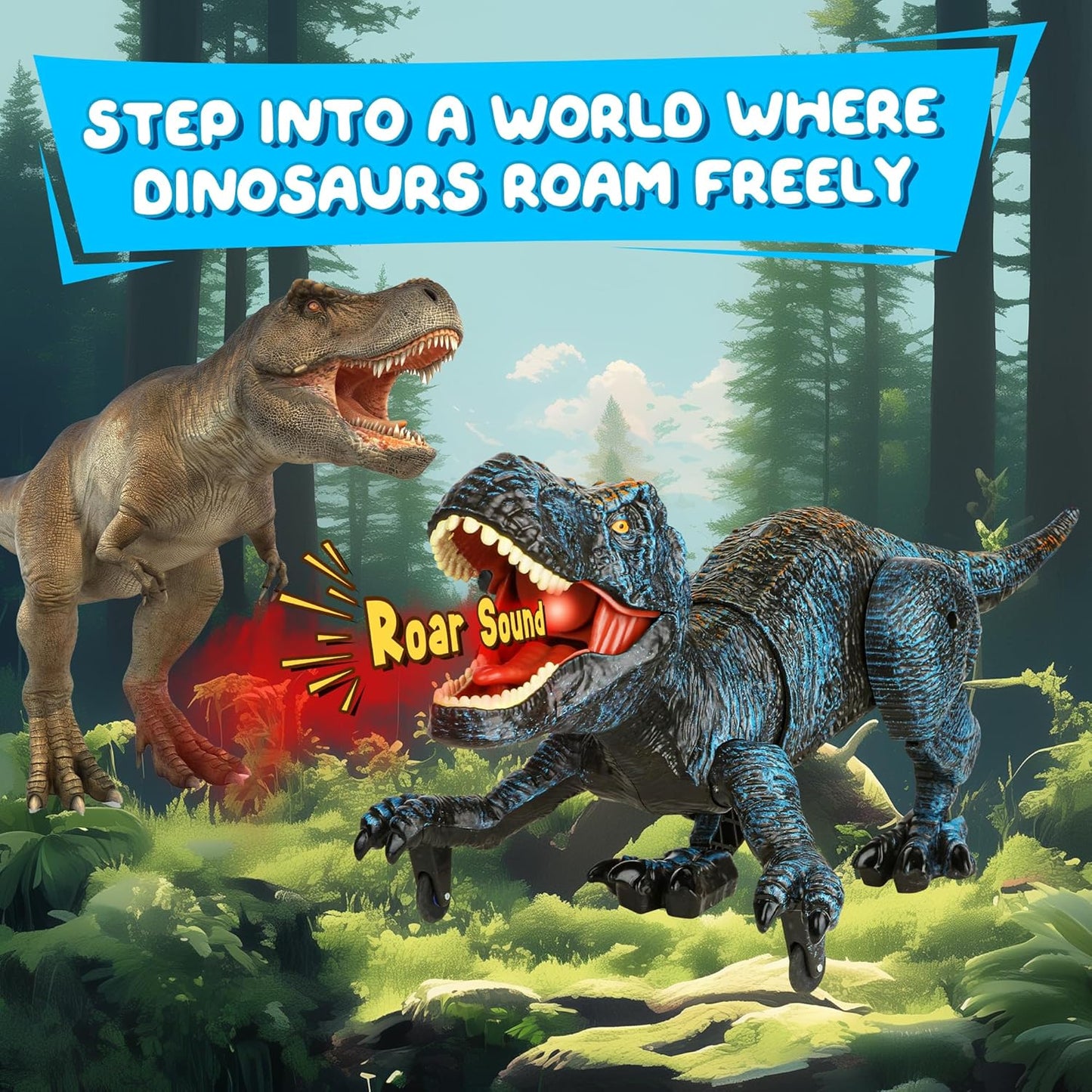 Remote Control Robot Dinosaur Toy with Spray, Light & Roaring Sound – 2.4G RC Walking Dino for Kids