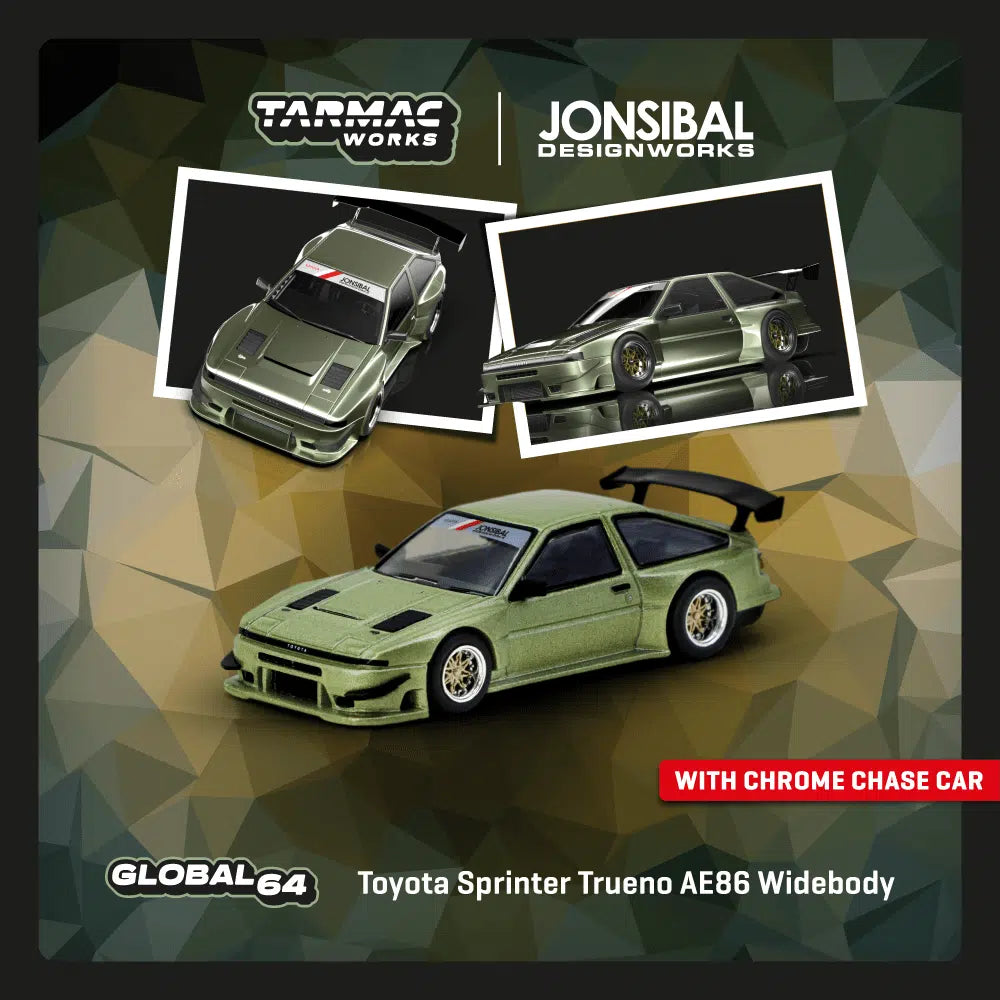 Tarmac Works GLOBAL64 1:64 Toyota Sprinter Trueno AE86 Widebody Green Diecast Model Car (T64G-060-GR)