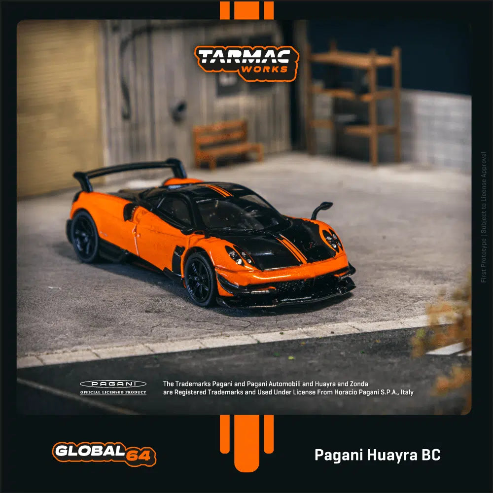 Tarmac Works GLOBAL64 1:64 Pagani Huayra BC Arancio Saint Tropez Diecast Model Car (T64G-TL014-OR)