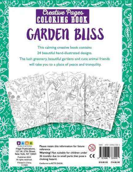 Creative Pages Coloring Book Garden Bliss - Jaiman Toys