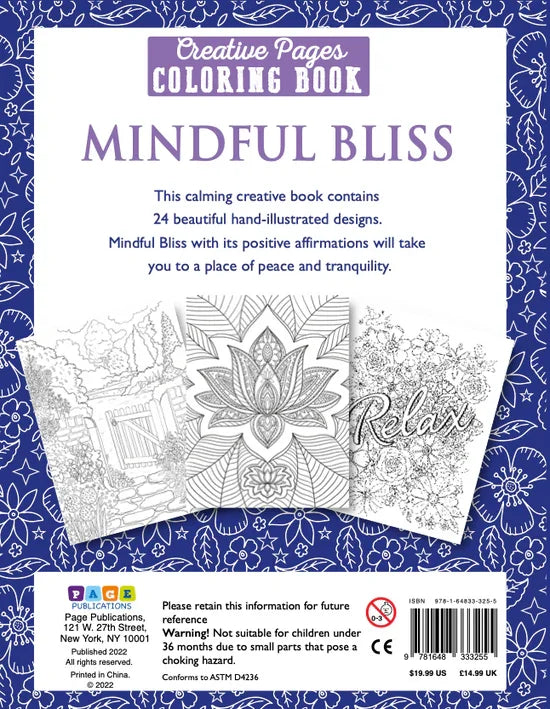 Mindful Bliss Coloring Book - Jaiman Toys