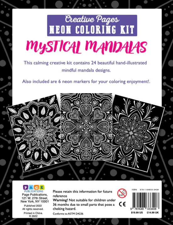 Creative Pages Neon Coloring Kit Mystical Mandalas - Jaiman Toys