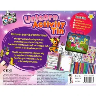 Colour & Carry Unicorn Activity Tin Colouring Kit - Jaiman Toys