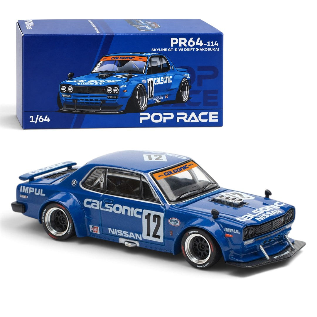 POP RACE 1:64 Skyline GT-R V8 Drift (Hakosuka) Calsonic Blue