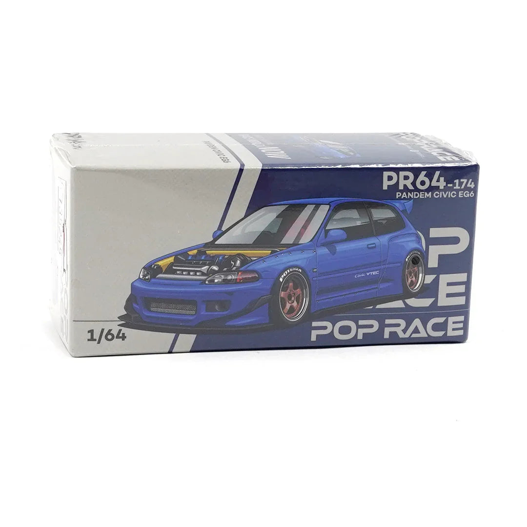 PARA64 POP Race 1:64 Pandem EG6 Metallic Blue – Diecast Model Car with Open Hood