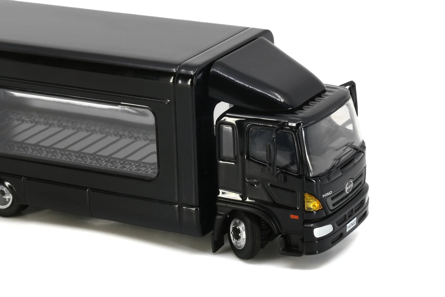 UNIQUE MODEL Tiny City Die-cast Model Car - HINO500 Covered Vehicle Transporter (Black) - Jaiman Toys