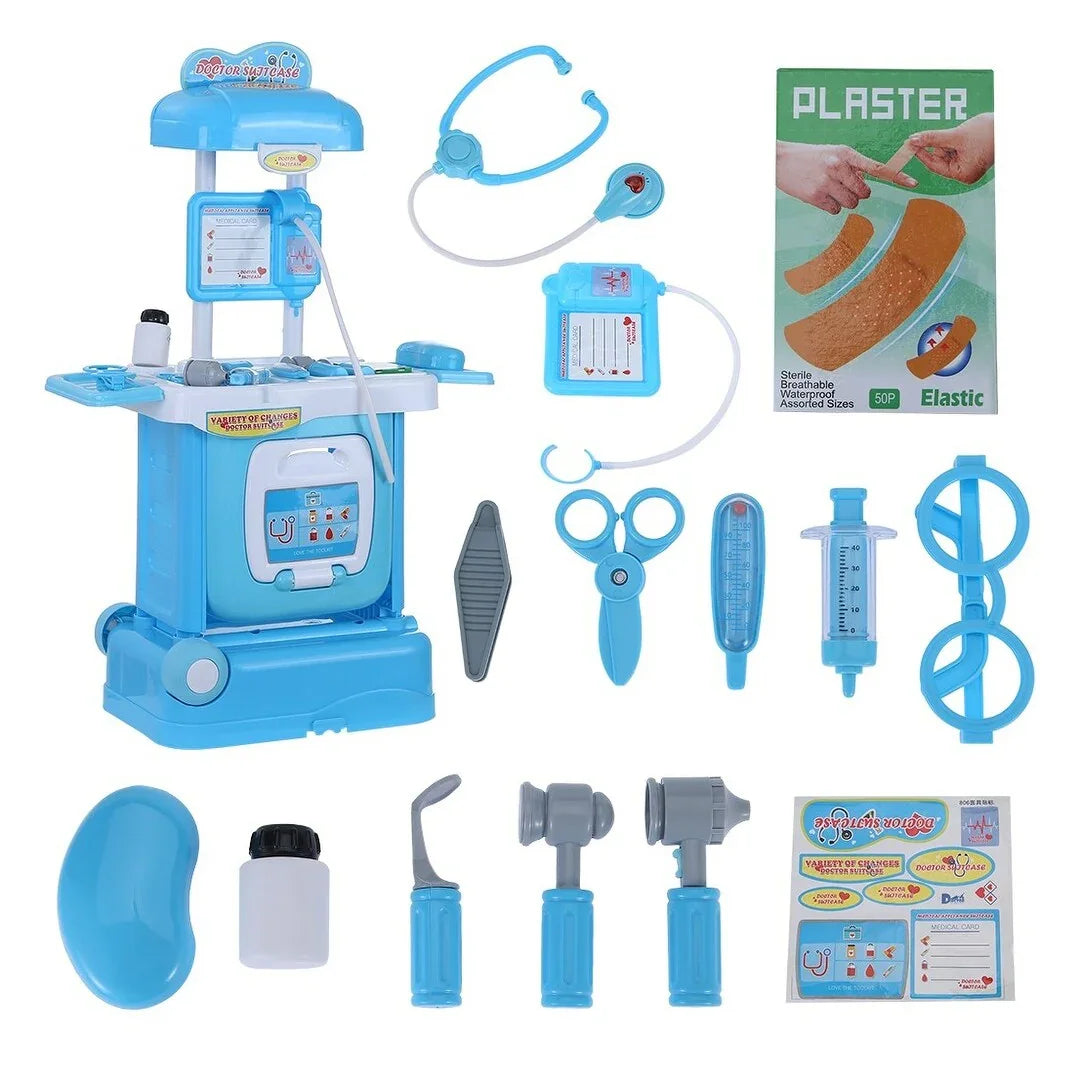 Doctor Play Set Trolley for Kids (29 Pieces) | Medical Kit with Tools & Wheels
