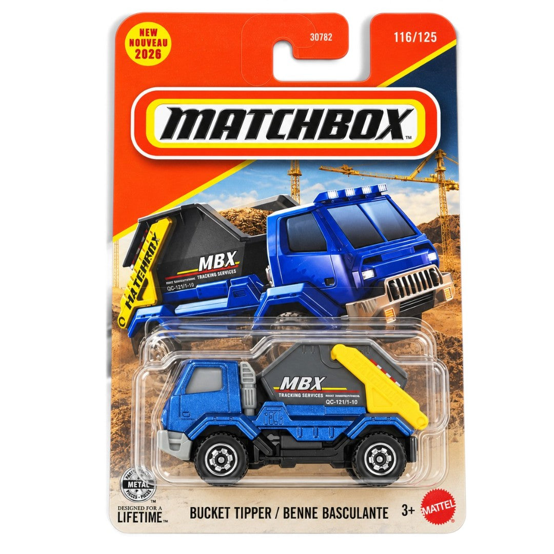 Matchbox Bucket Tipper Blue Diecast Construction Truck – Collectible Toy Vehicle