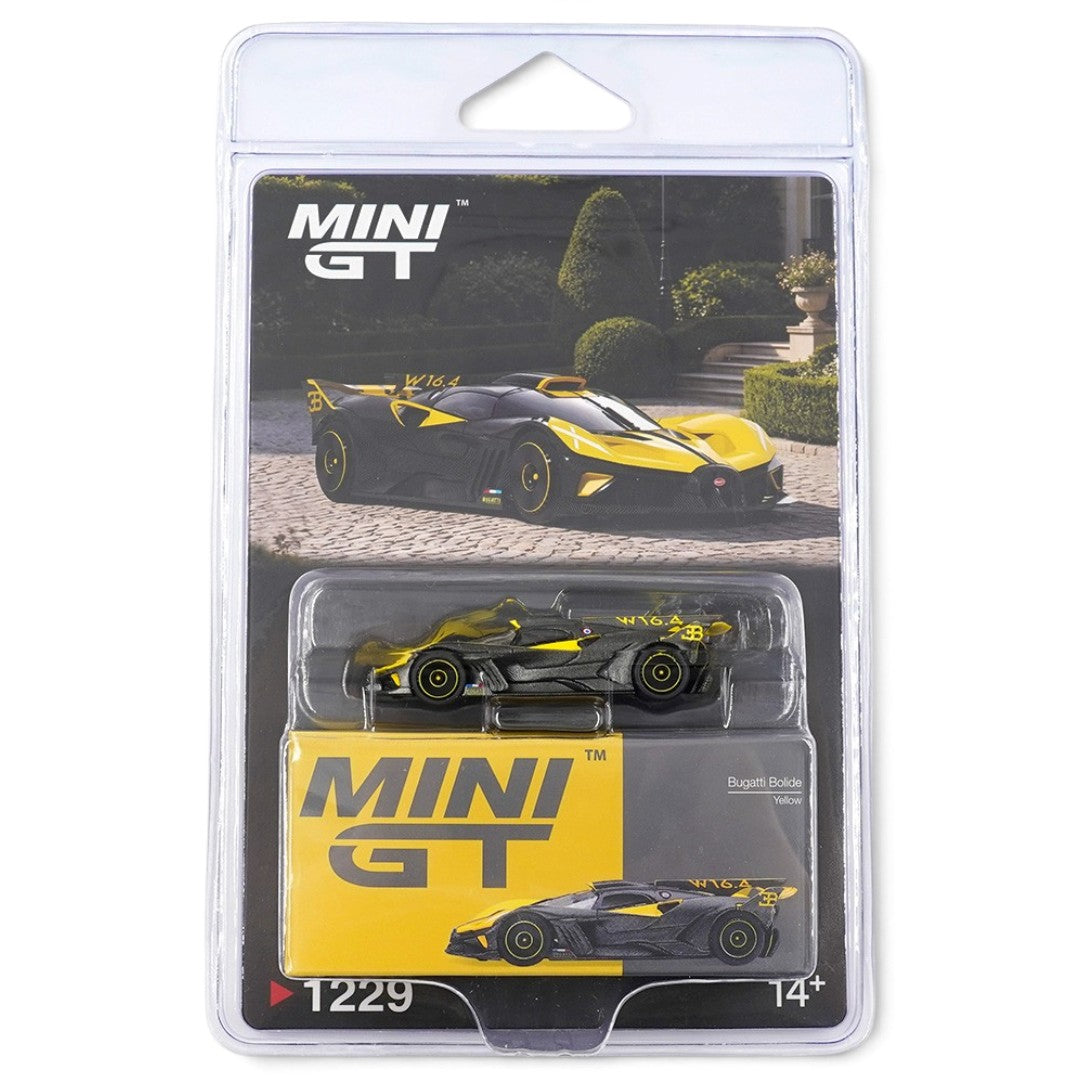 Mini GT 1:64 Scale (Blister Pack) Bugatti Bolide Yellow Diecast Scale Model Car | Collectible Model