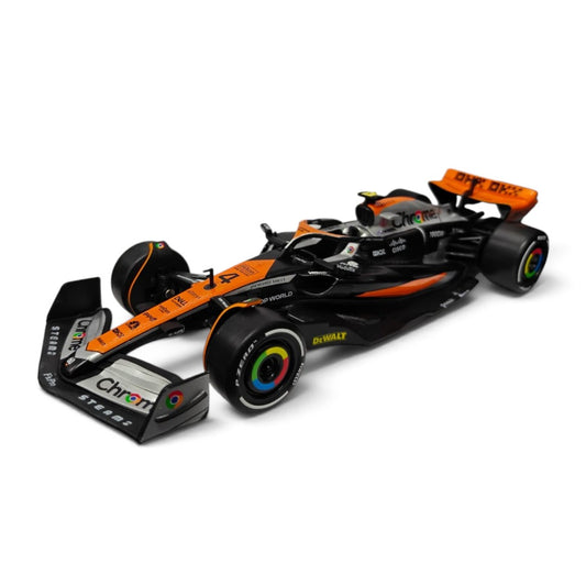 CCA McLaren MCL60 F1 Model Car, 2023 British Grand Prix Chrome Livery – Collectible Racing Car for Motorsport Fans