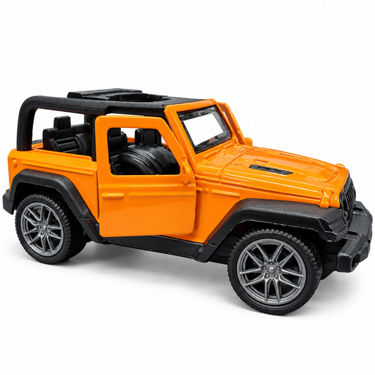 Road Burner Metal Racers 1:39 Scale Die-Cast Jeep SUV Toy Car – Orange Off-Road Vehicle with Pull Back Action, Openable Doors, Metal Body | Collectible Toy Car for Kids Ages 3+