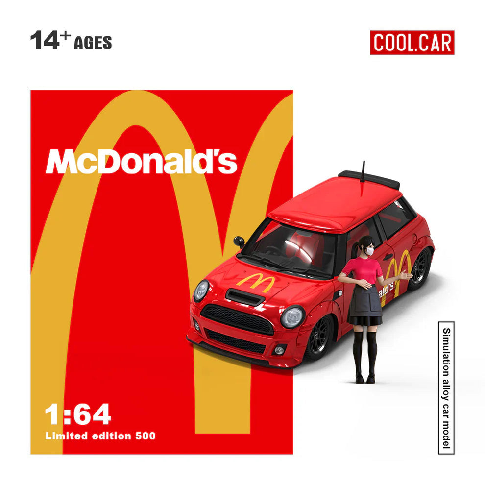 Cool Car 1:64 Mini Cooper McDonald's Livery Diecast Model Car with Display Box & Figure – Limited Collector's Edition