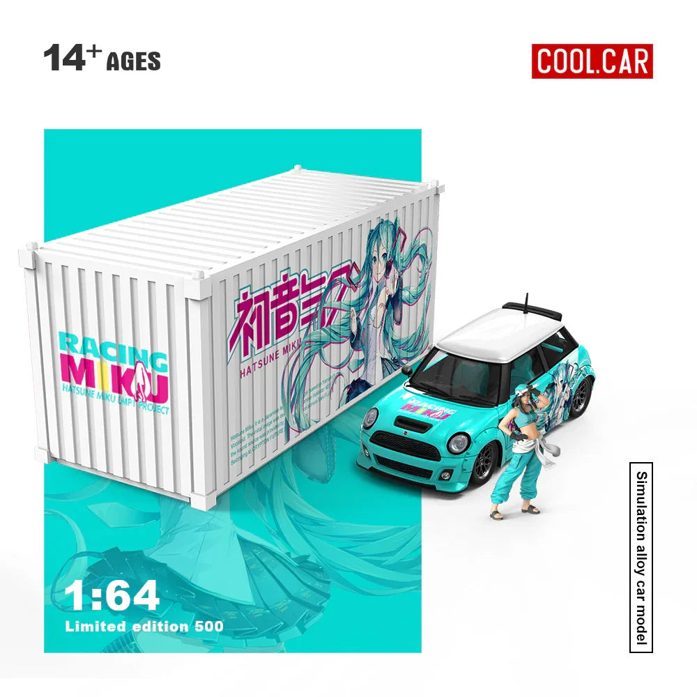 Cool.Car 1:64 BMW Mini Hatsune Livery Diecast Model with Display Container & Figure Set