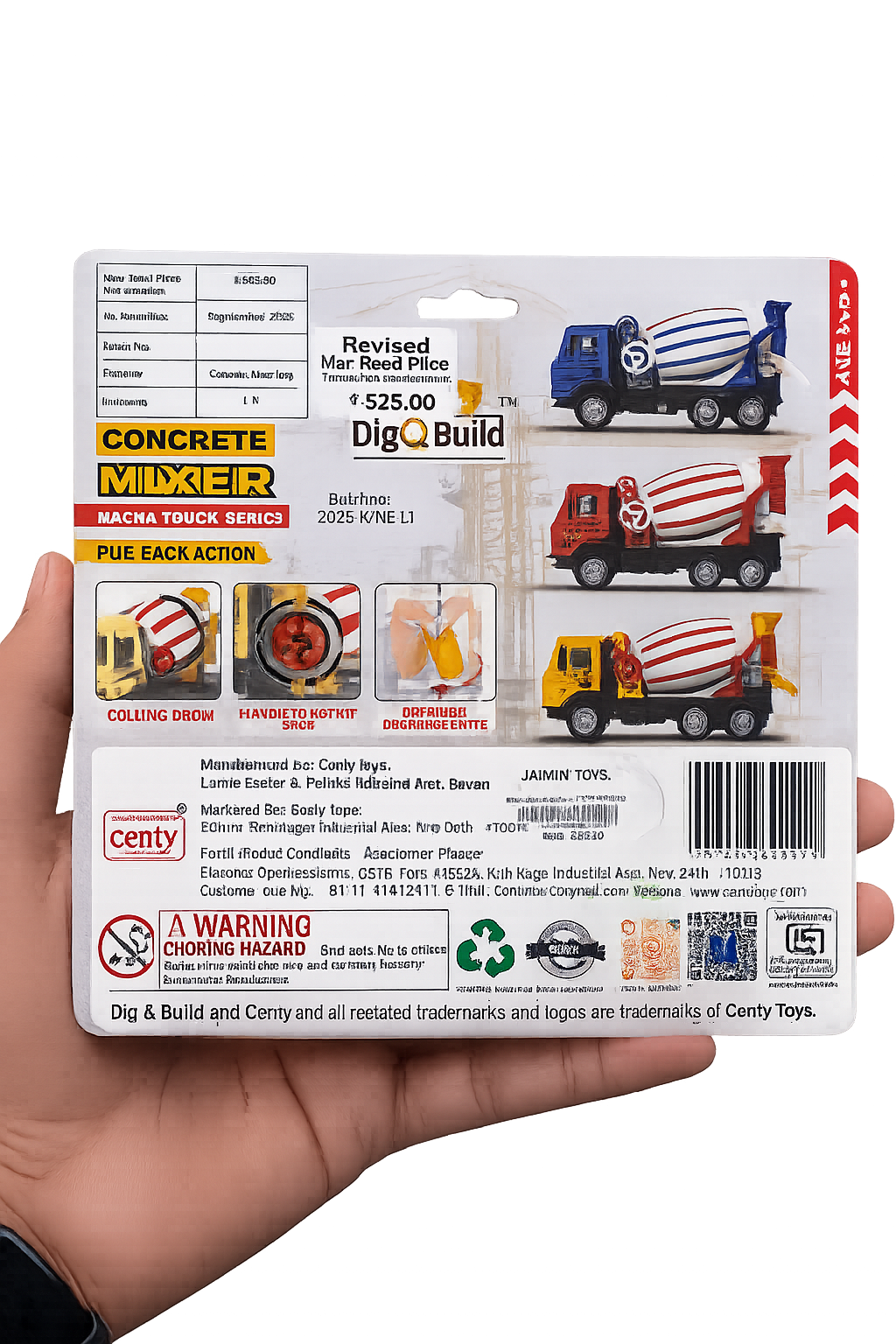 Centy Magna Concrete Mixer Pull Back Construction Toy Truck for 3Y+ Assorted Colours