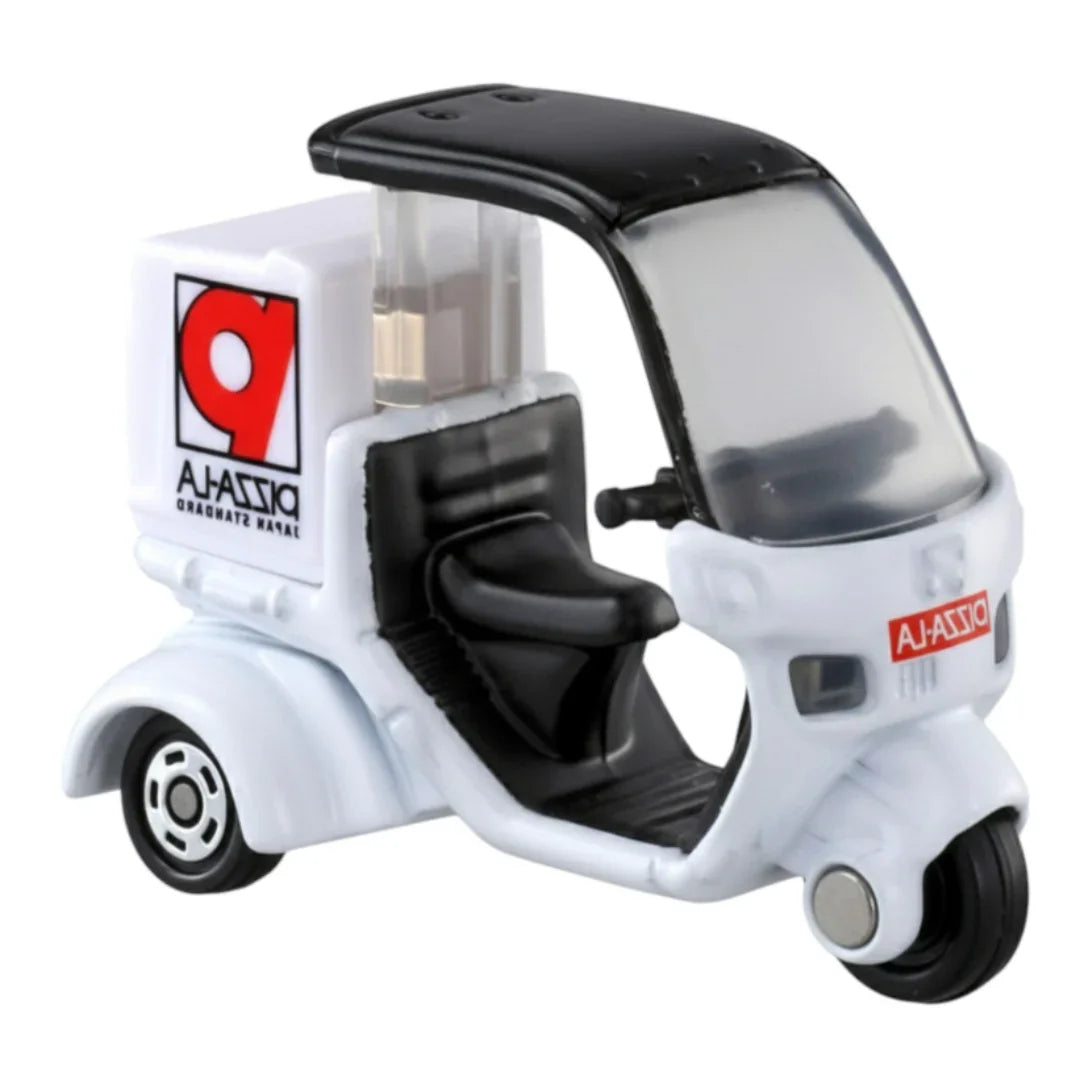 Tomica No.99 Pizza-La Delivery Bike (White) – 1:39 Scale Diecast Scooter Model | Delivery Vehicle Collectible