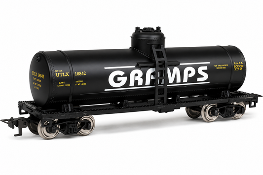 HANFIY 98450 HO 1:87 GRAMPS Black Tank Car Model | 18cm Railroad Freight Wagon for Model Train Collection