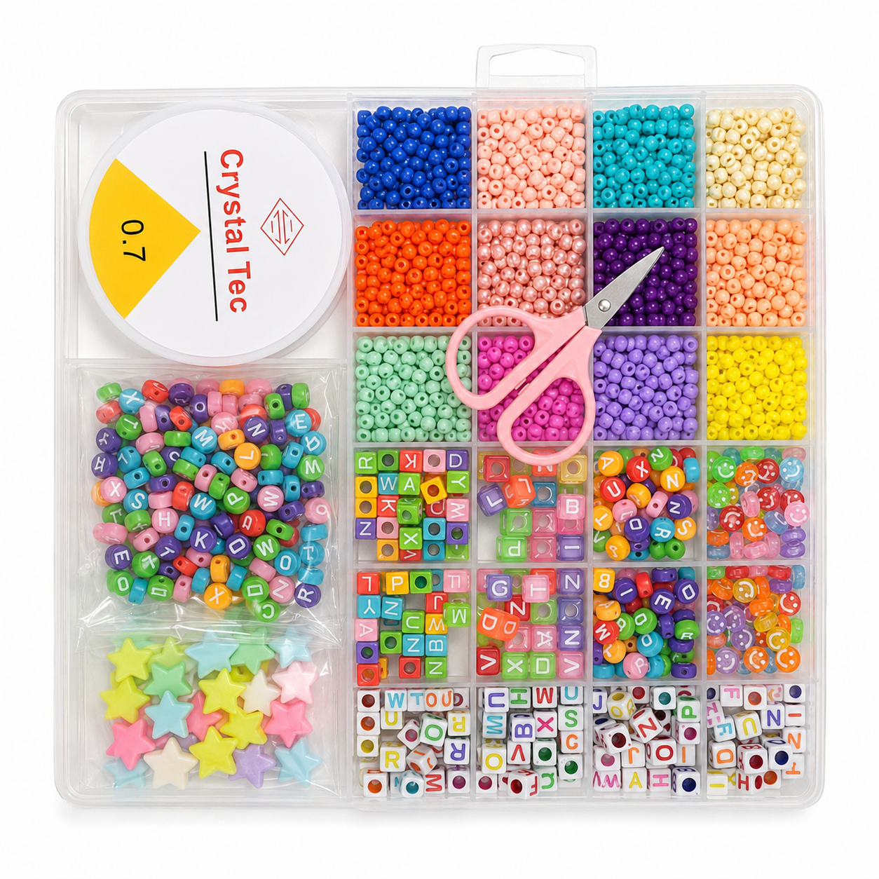 DIY Colourful Beads Bracelet Making Kit with Alphabet Beads, String & Scissors