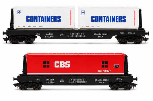 HANFIY 95005 HO 1:87 Container & CBS Freight Wagon Set | 2 Model Train Cars