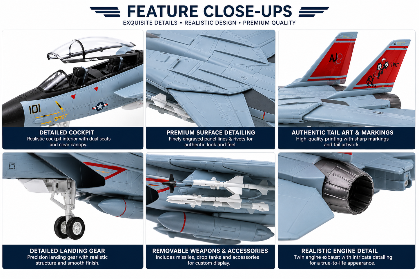 Premium 1:72 Scale Northrop Grumman F-14 Tomcat Oceana Metal Diecast Body Aircraft Model with Display Stand | Military Fighter Jet Collectible for Home & Office Decor