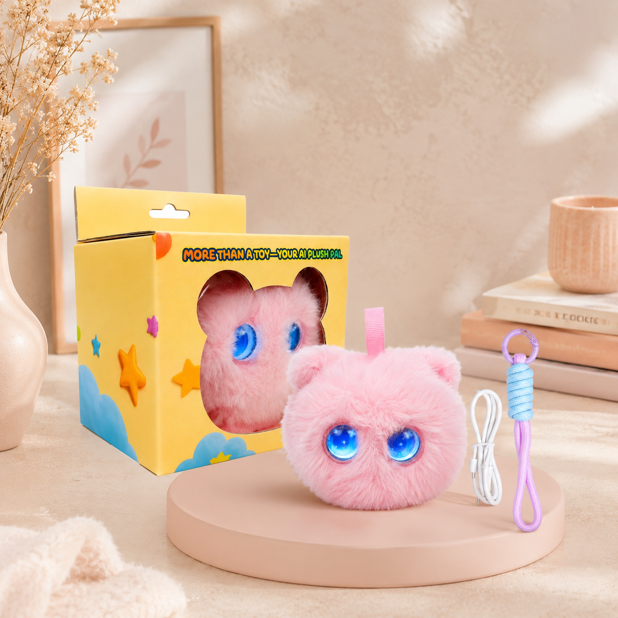 AI Dazi Interactive AI Plush Cute Pink Teddy | Smart AI Table Companion | More Than a Toy – Your AI Plush Pal with LED Display Eyes | Intelligent Talking Plush Toy for Kids