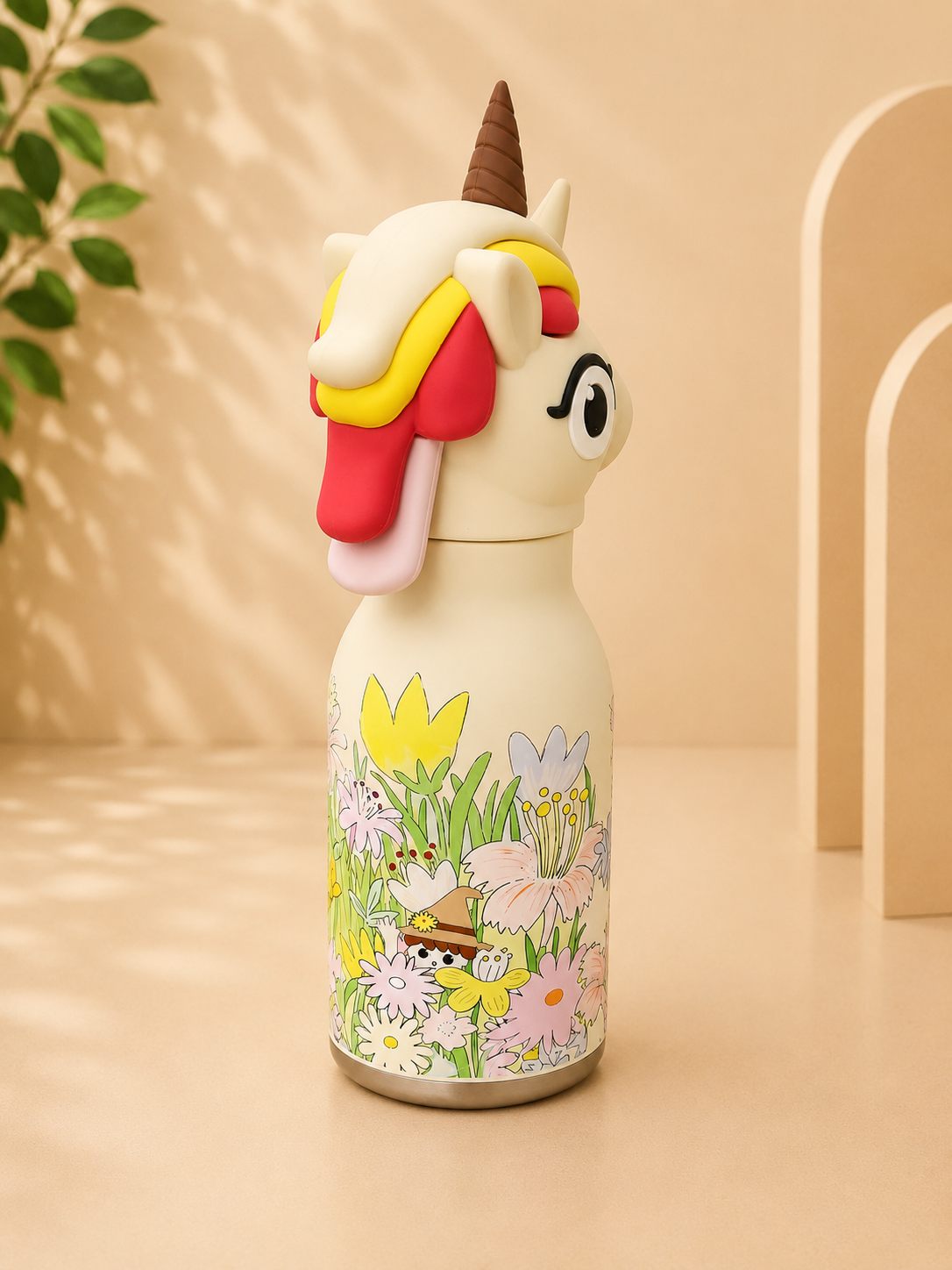 AFRESH 365 Unicorn Collection Stainless Steel Vacuum Insulated Water Bottle 450ml (16oz) with Straw & Cleaning Brush | Kids Water Bottle | 3 Color Variants