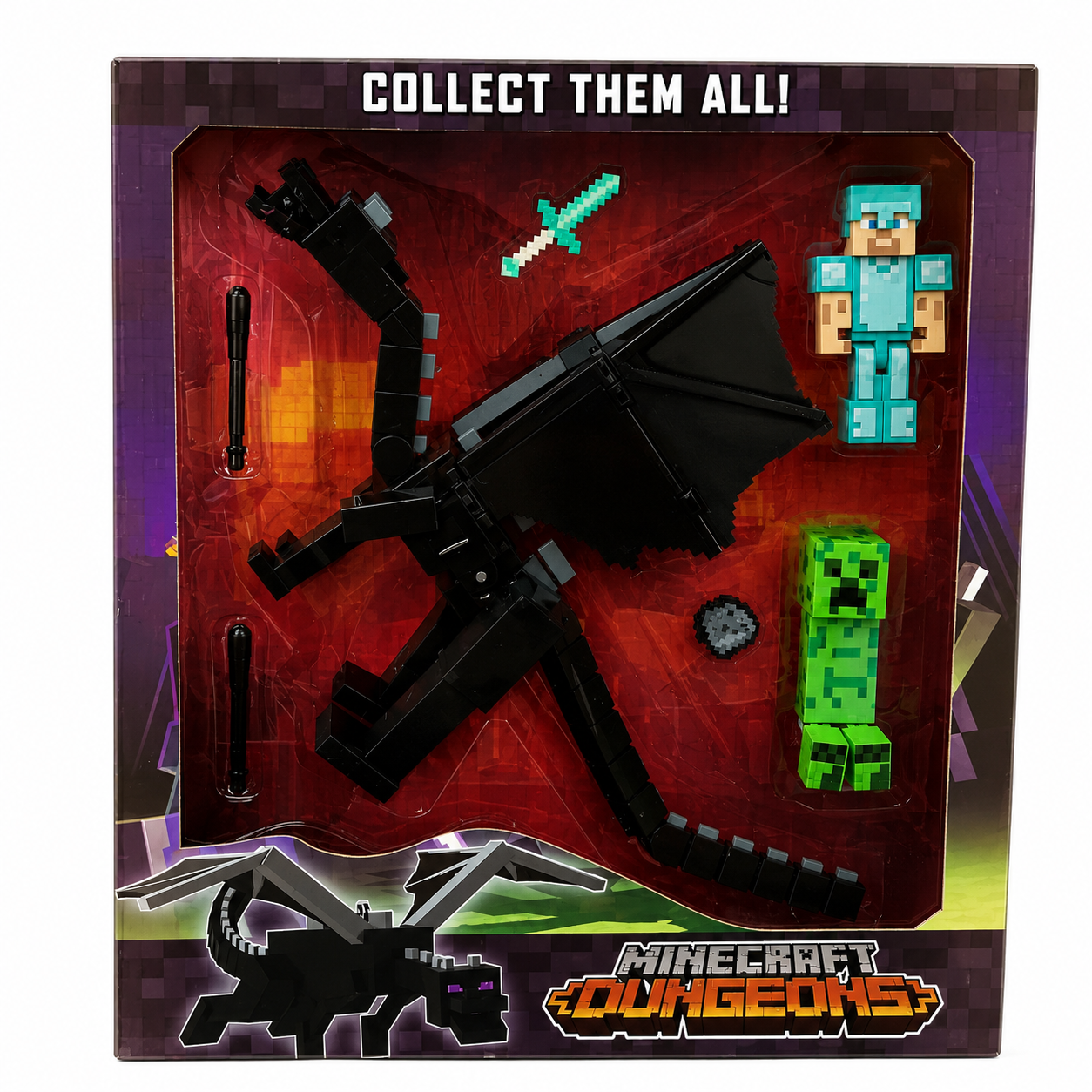 Minecraft Dungeons Ender Dragon Adventure Set with Hero, Creeper & Accessories