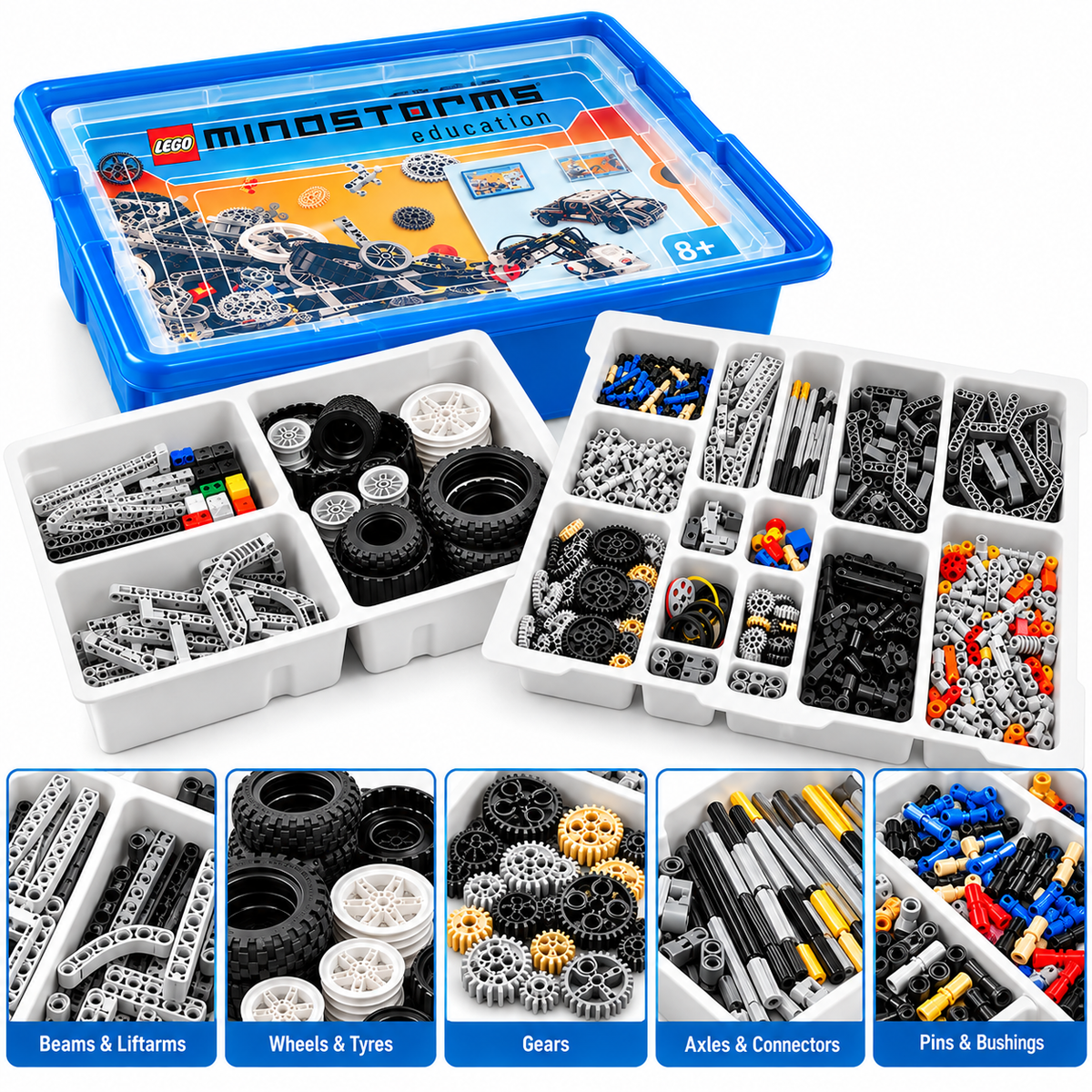 LEGO 9695 Mindstorms Education Building Set with Storage Case, Technic Gears, Wheels, Beams, Axles & Connectors | STEM Engineering Learning Kit