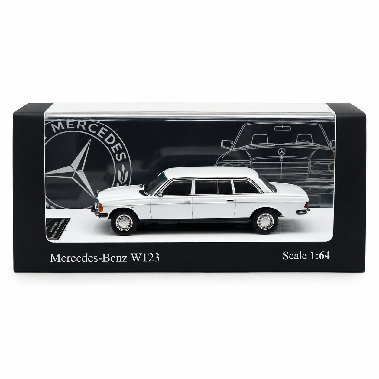 Mercedes-Benz W123 White 1:64 Scale Diecast Model Car | Premium Metal Collectible Classic Luxury Sedan Miniature Replica | Highly Detailed Display Model for Collectors & Enthusiasts