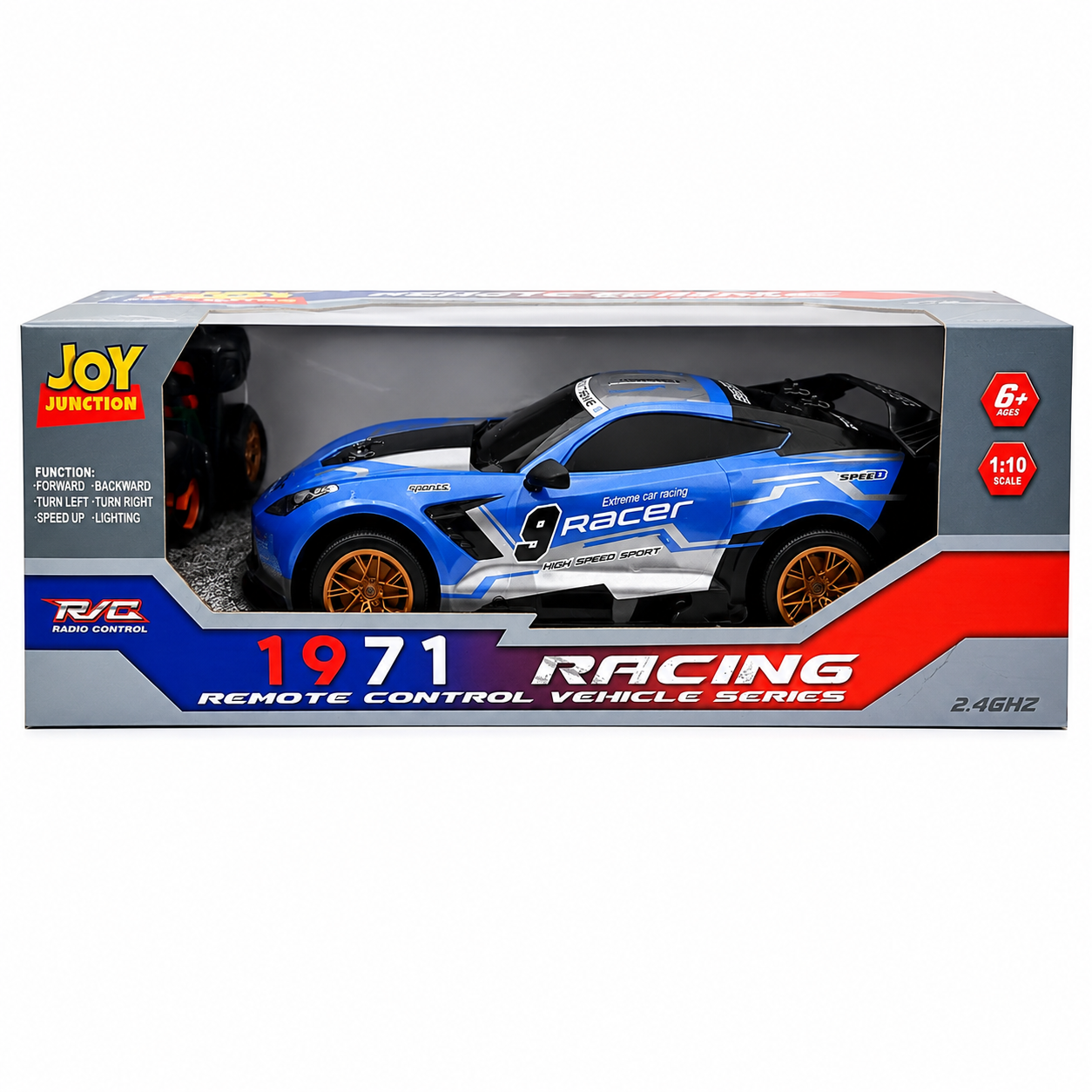 Joy Junction JJ617 1:10 Scale R/C Racer High Speed Sport Car – 2.4GHz Full Function Radio Control Racing Car, 25+ KM/H Speed, Forward, Backward, Left & Right Movement with Lighting