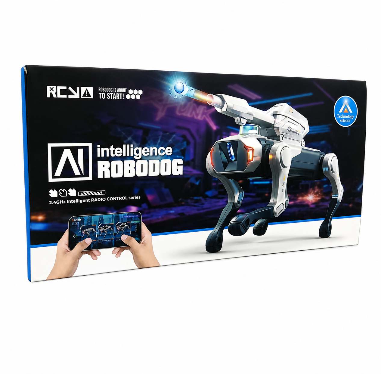 Intelligence Robodog 2.4GHz Intelligent Radio Control AI Smart Robot Dog Toy with Remote Controller, Interactive Movements, Programmable Actions, Music, Dancing & Multiple Play Functions for Kids