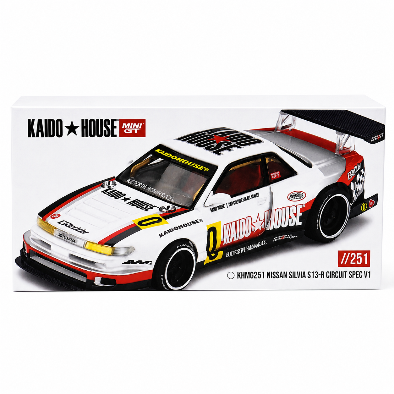 Kaido House x MINI GT 1:64 Nissan Silvia S13-R Circuit Spec V1 Diecast Model Car | Limited Edition KHMG251