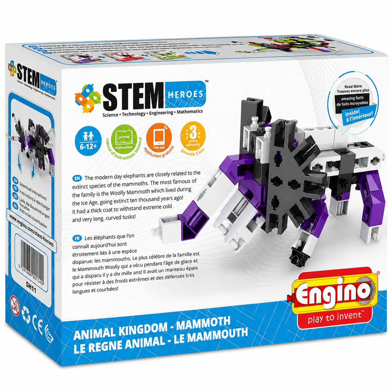 Engino STEM Heroes Animal Kingdom Mammoth Building Kit | STEM Engineering Construction Toy for Kids Age 6–12 | Educational DIY Mammoth Model | Science Learning & Creative Building Set