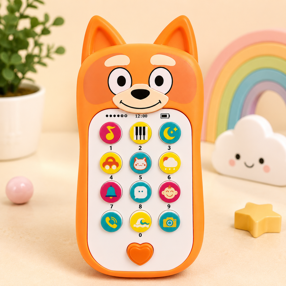 Cute Puppy Musical Toy Phone for Kids | Interactive Learning Mobile Phone with Lights, Sounds & Educational Buttons | Assorted Colours