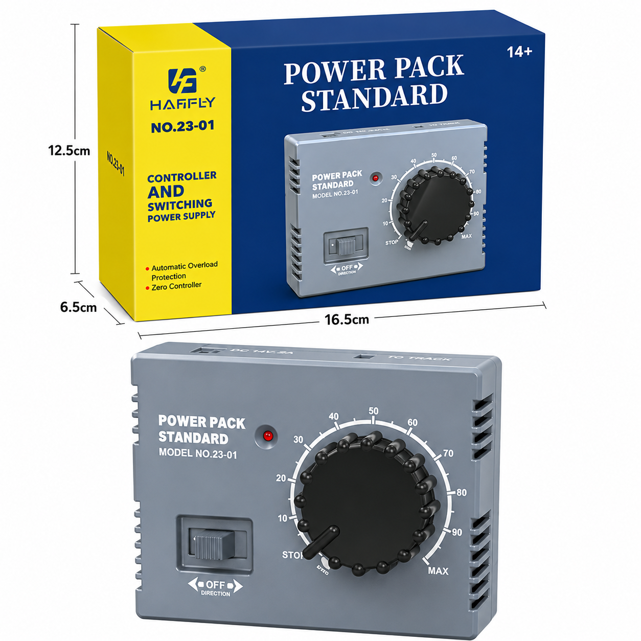 HANFLY No.23-01 HO Train Track Power Pack Standard Controller | Variable Speed Model Railway Power Supply with Direction Control